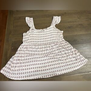 Torrid Pink and Cream Ruffle Sleeve Top